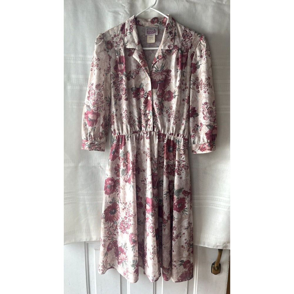 Vintage California Looks Floral Maxi Dress Puff Sleeve USA Flare 12